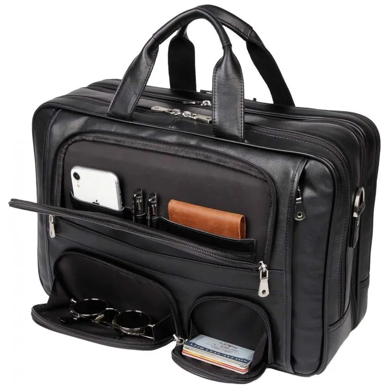 Bolsa, Maleta De Couro Masculina Para Laptop, Yogci Sb 02, Preto