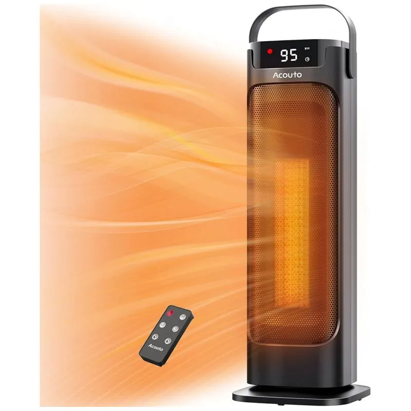 Aquecedor Eletrico Com Modo Eco Controle Remoto E Temporizador De 12h, 1500w, 110v, Acouto, Preto