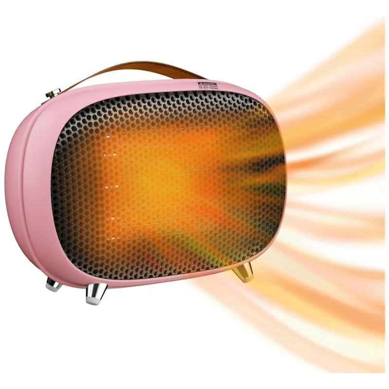 Vteilas Aquecedor Elétrico Retro Com Proteção Contra Tombamento E Superaquecimento, 110v, 800w, Rosa