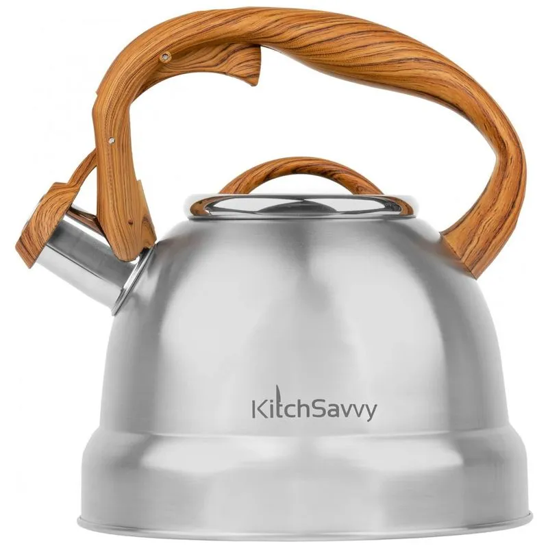 Chaleira De Cha 3l Com Apito, Aco Inoxidavel, Kitchsavvy, Prateado