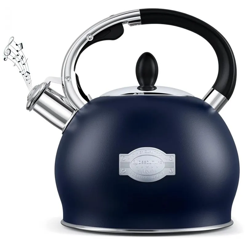 Chaleira De Cha 2.6l Com Apito, Aco Inoxidavel, Deeoutlife Mk 09s, Azul