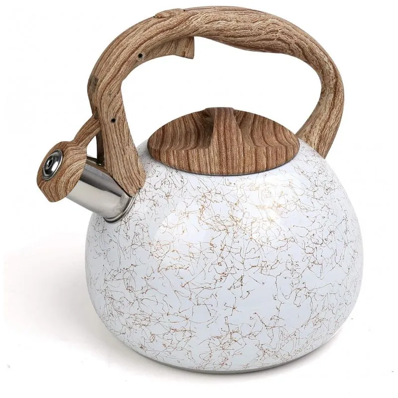 Chaleira De Cha 2.5l Com Apito, Aco Inoxidavel, Flantor, Branco