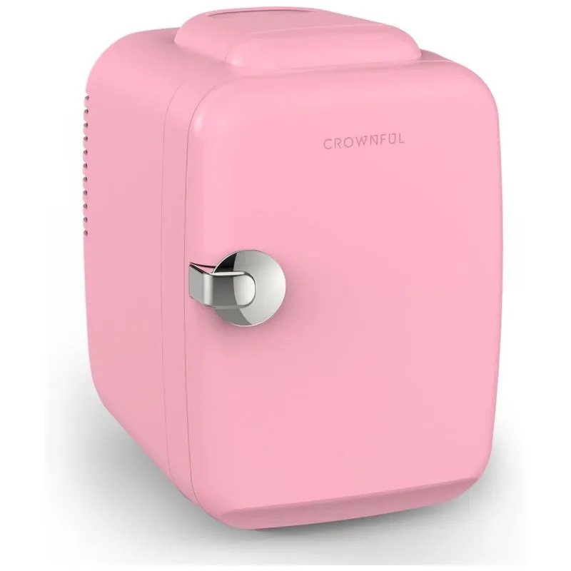 Mini Geladeira Para Skincare 4 Litros Portatil, 12v, 110v, Crownful Cf Pc4lblk, Rosa