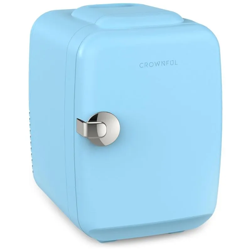Mini Geladeira Para Skincare 4 Litros Portatil, 12v, 110v, Crownful Cf Pc4lblk, Azul