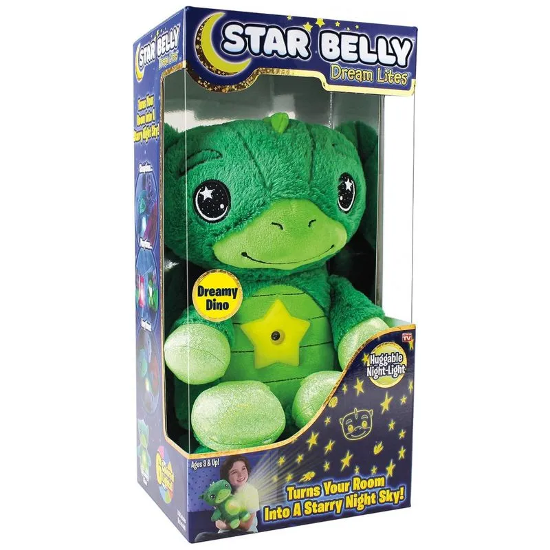 Star Belly Dinossauro De Pelucia Com Luz Noturna Para Criancas A Partir De 3 Anos, Ontel Sbgd Mc4, Verde