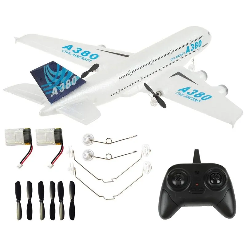 A380 Aviao De Controle Remoto 2.4g Design 2ch, Idade Recomendada 14, Plrb Toys, Branco