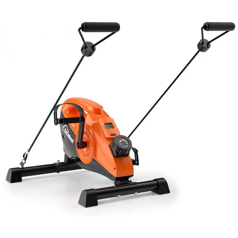 Mini Bicicleta Ergometrica Ideal Para Idosos E Treino De Braco, Perna Com Painel Digital E 16 Niveis De Resistencia, Yeyebest, Laranja