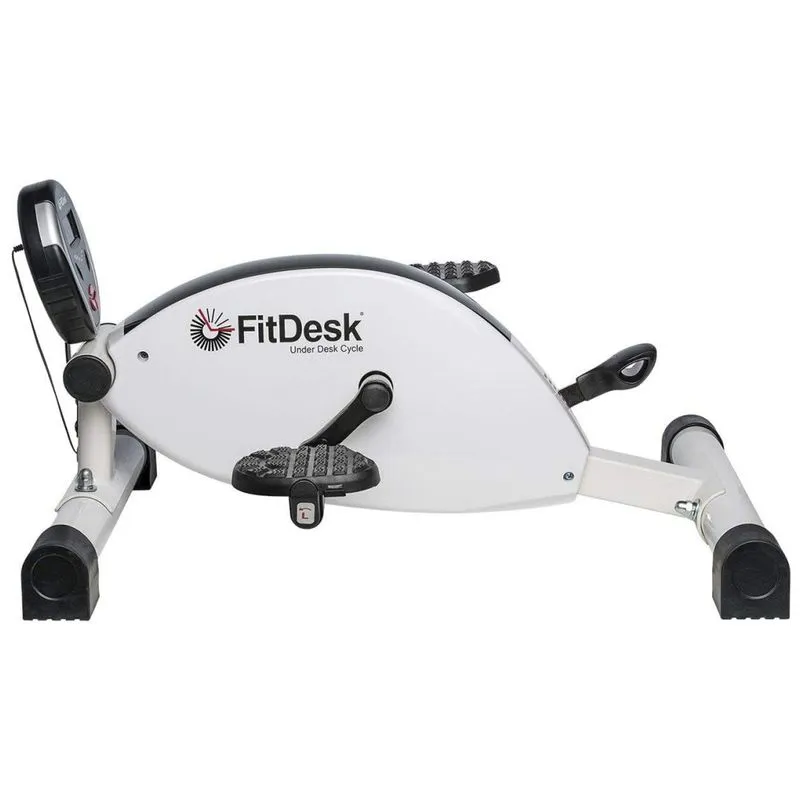 Mini Bicicleta Ergométrica Ideal Para Idosos E Treino De Braço, Perna Com Painel Digital E 8 Níveis De Resistência, Fitdesk, Branco