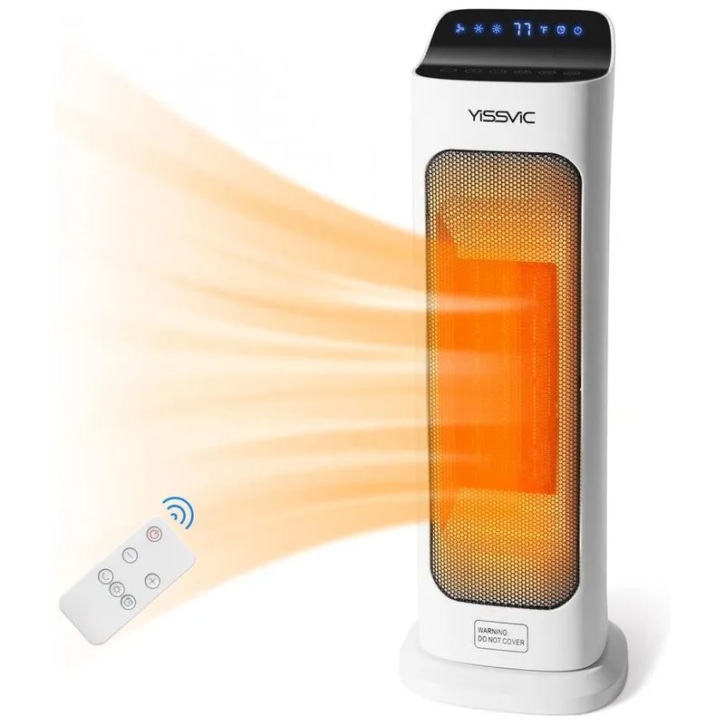 Aquecedor Eletrico De Torre Com Painel De Controle Digital Time De 12h 1500w, 110v, Yissvic, Branco