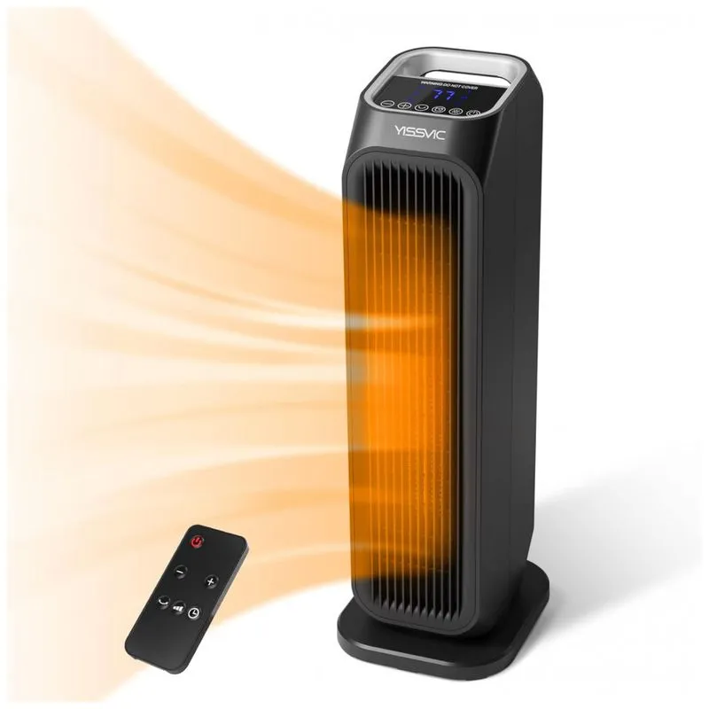Aquecedor Eletrico Portatil Com Timer De 12h Oscilacao De 60 E Controle Remoto, 1500w, 110v, Yissvic, Preto