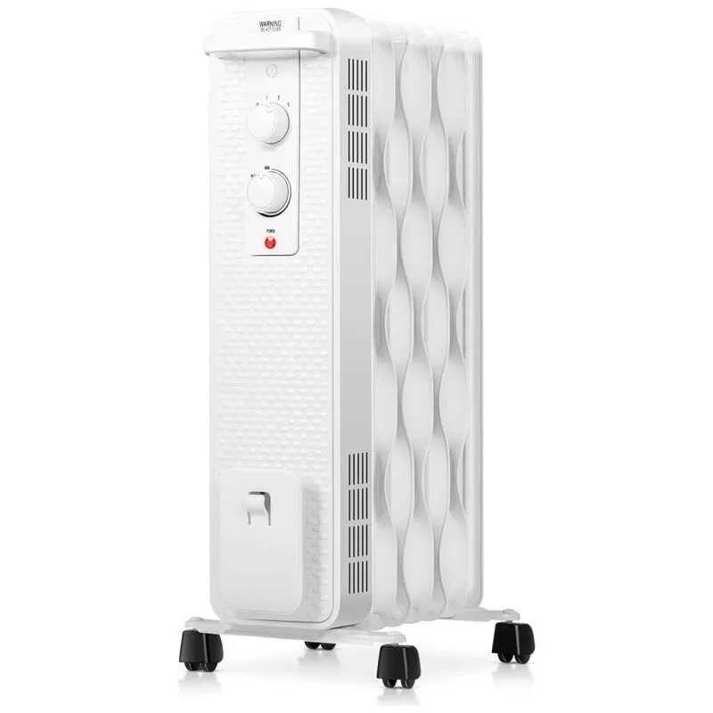 Aquecedor Eletrico A Oleo Com Termostato Ajustavel E 3 Niveis, 1500w, 110v, Tangkula Am3715hm Wh Cy81mm 7, Branco