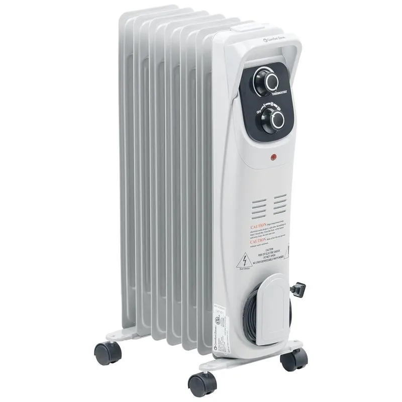 Aquecedor Eletrico A Oleo Com Termostato Ajustavel, Silencioso E 3 Niveis, 1500w, 110v, Comfort Zone Cz8008, Branco