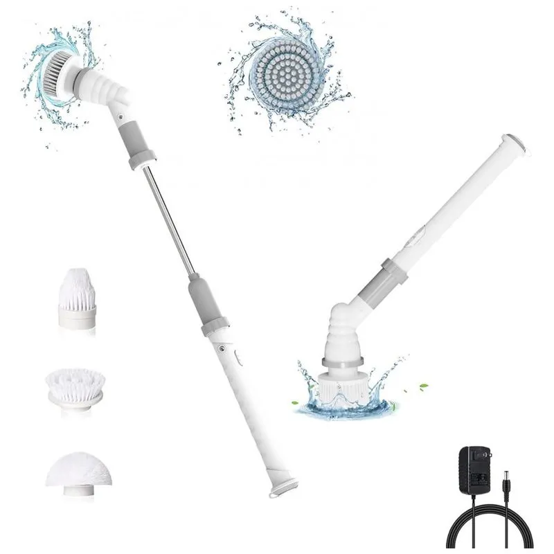 Vassoura Eletrica Rotativa 360 Sem Fio Com Cabo Flexivel E 3 Acessorios, Branca, 110v, Kikunum, Branco