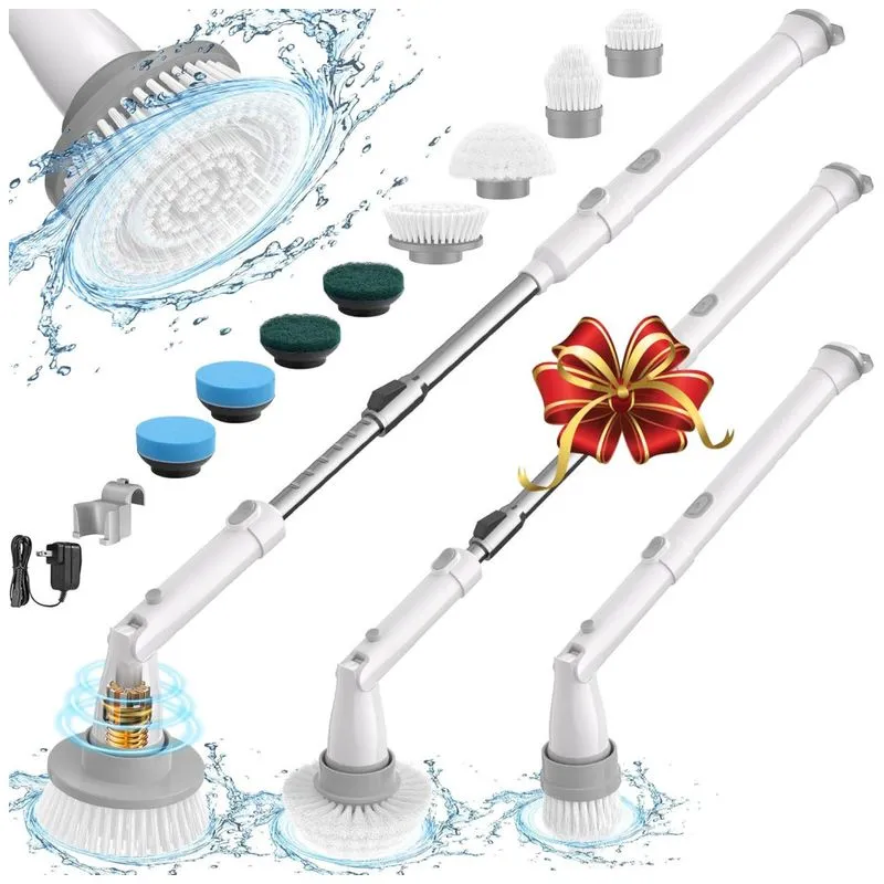Vassoura Eletrica Rotativa 360 Sem Fio Com Cabo Flexivel E 4 Acessorios, 110v, Sweepulire, Branco