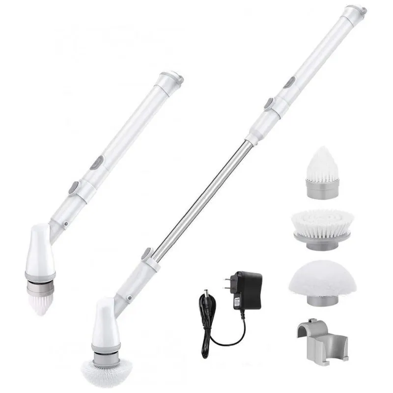 Vassoura Eletrica Rotativa 360 Sem Fio Com Cabo Flexivel E 3 Acessorios, 110v, Gaoxin, Branco