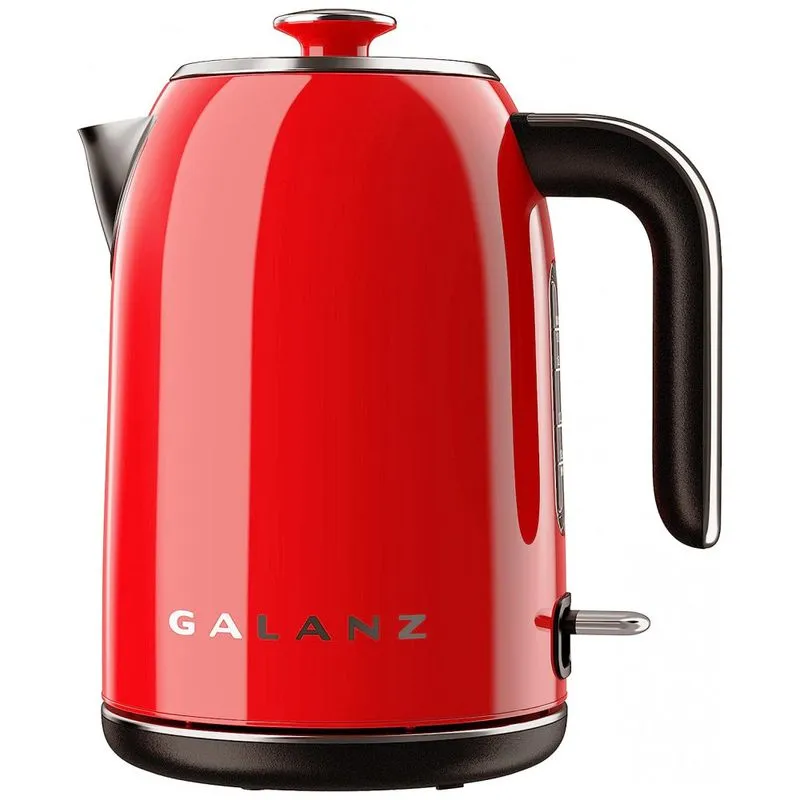 Retro Chaleira Eletrica Sem Fio 1.7l Com Desligamento Automatico E Controle De Temperatura, 110v, Galanz Glke17rdrm15, Vermelho