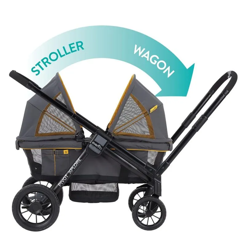Carrinho De Bebe Pivot Xplore Para Passeio Duplo Com Rodas Off Road Ate 24 Kg, Evenflo 19132343, Cinza