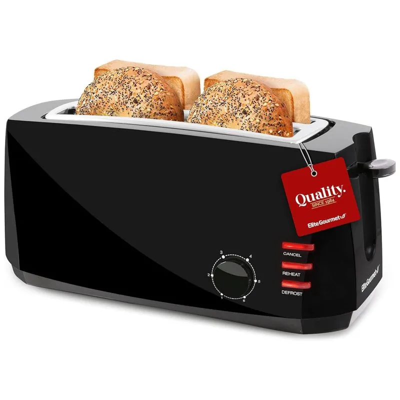 Ect 4829b Torradeira Eletrica 4 Fatias Com 6 Niveis De Tostagem Com Funcao Descongelar E Bandejas De Migalhas Removiveis, 110v, Elite Gourmet