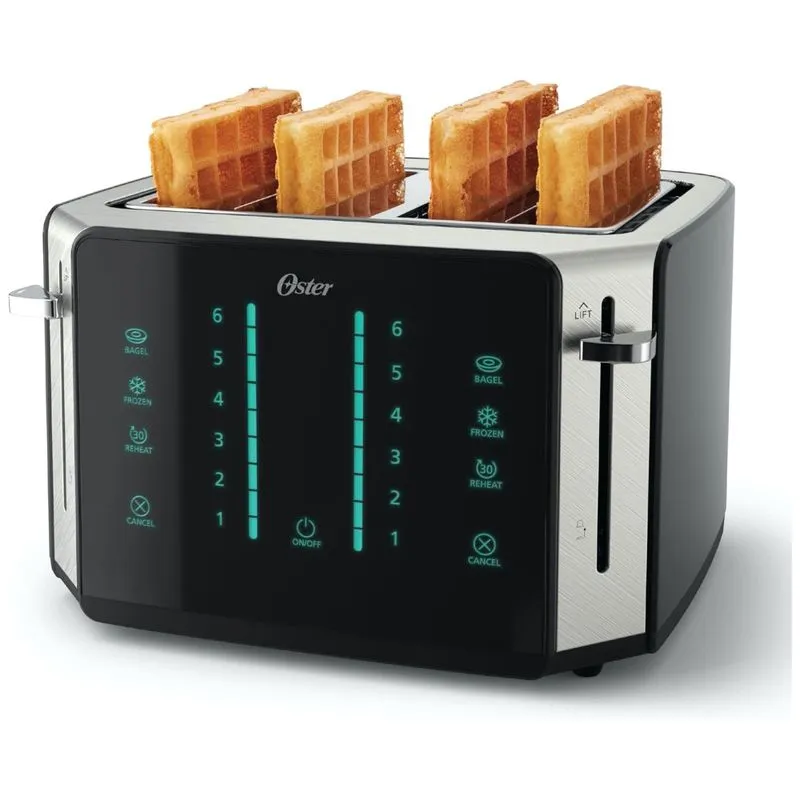 Torradeira Eletrica 4 Fatias Com 6 Niveis De Tostagem E Tela Lcd, 110v, Oster 2144298, Preto