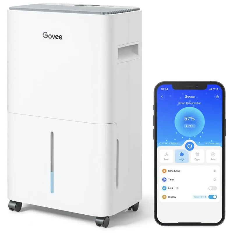 Desumidificador Inteligente Remove Ate 50 L Com Controle Por App, Alexa E Google Assistente, Area 325 M2, 110v, Govee H7150101, Branco