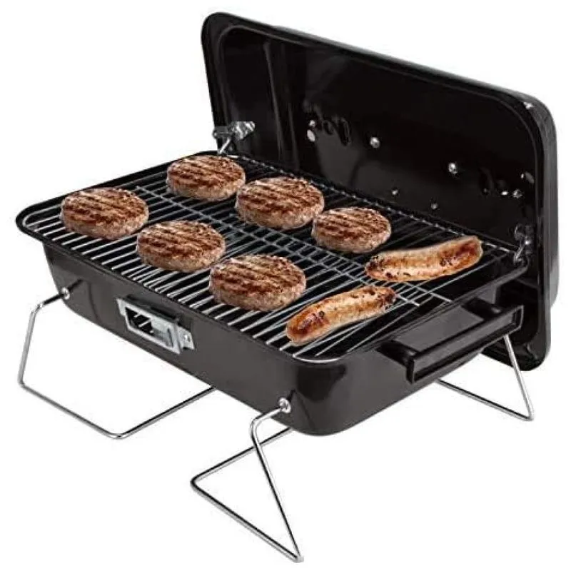 Churrasqueira A Carvao Portatil Serve Ate 4 Porcoes, Aco Inox, Duke Grills, Preto