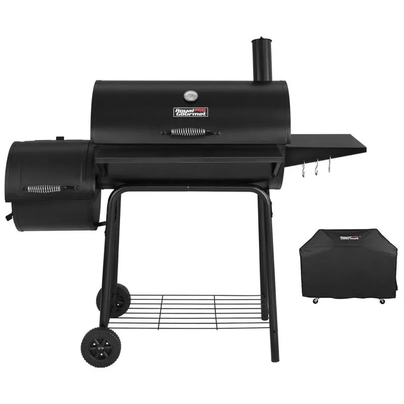 Churrasqueira A Carvao Com Mesa Lateral, Defumador E Capa Protetora, Royal Gourmet Cc1830sc, Preto