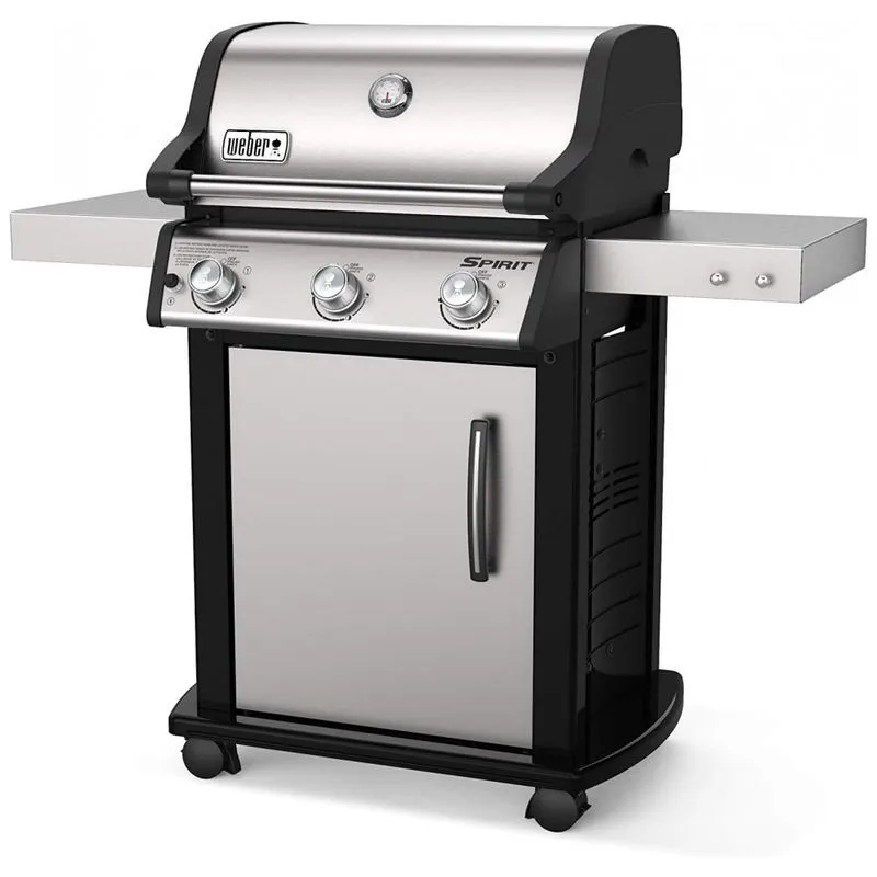 Spirit S 315 Churrasqueira A Gas 32.000 Btu Com 3 Queimadores E 1 Queimador Lateral Em Aco Inoxidavel, Weber 46502001, Prateado