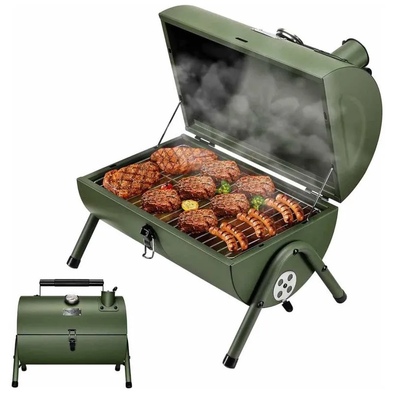 Mini Churrasqueira A Carvão Portátil Serve 8 Porções Com Termostato, Maison Huis Ry01mhv07g, Verde