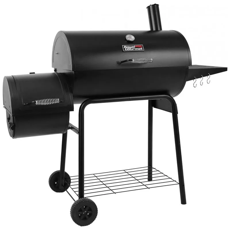 Churrasqueira A Carvao Com Mesa Auxiliar E Termostato Para Controle Da Temperatura, Royal Gourmet Cc1830r, Preto
