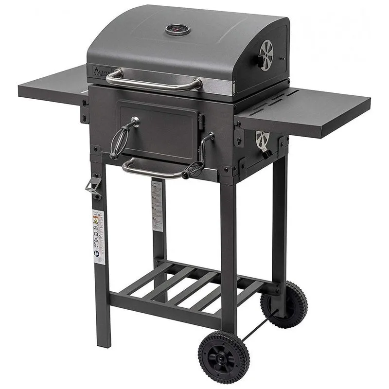 Bbq J 2000 Churrasqueira A Carvao Com Mesas Laterais E Porta Carvao, Aco Inoxidavel, Jak Global Trade, Preto