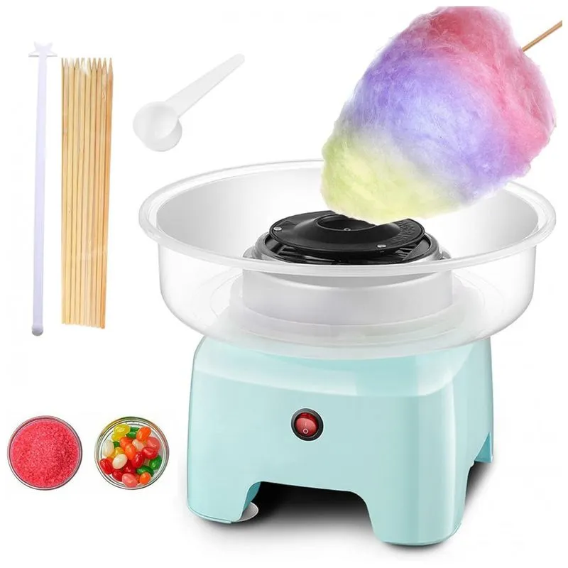 Maquina De Algodao Doce Eletrica Profissional Com 10 Cones E Colheres De Acucar, 110v, Iukoente, Azul