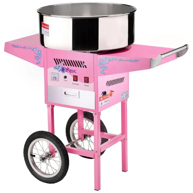 Maquina De Algodao Doce Eletrica Com Carrinho Com A Tigela Em Aco Inoxidavel, 110v, Great Northern Popcorn Company 6304 Vortex Machine With Cart,