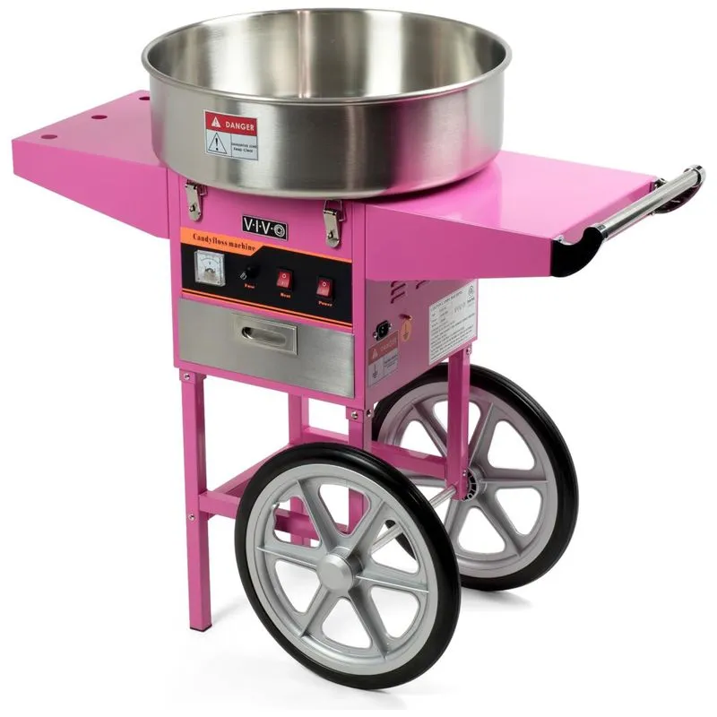 Vivo Candy V002 Maquina De Algodao Doce Eletrica Com Carrinho, 110v, 1030w, Rosa