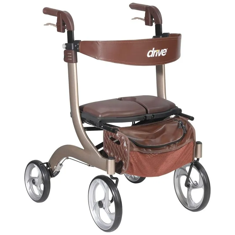 Andador Adulto Idoso Com Apoio De Braco, Assento Acolchoado E Cesto, Suporta Ate 136 Kg, Drive Medical Rtl10266ch Hs, Marrom