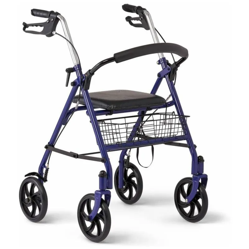 Andador Adulto Idoso Com Apoio De Braco, Assento Acolchoado E Cesto, Suporta Ate 136 Kg, Roxo, Medline Mds86860ebs8, Violeta