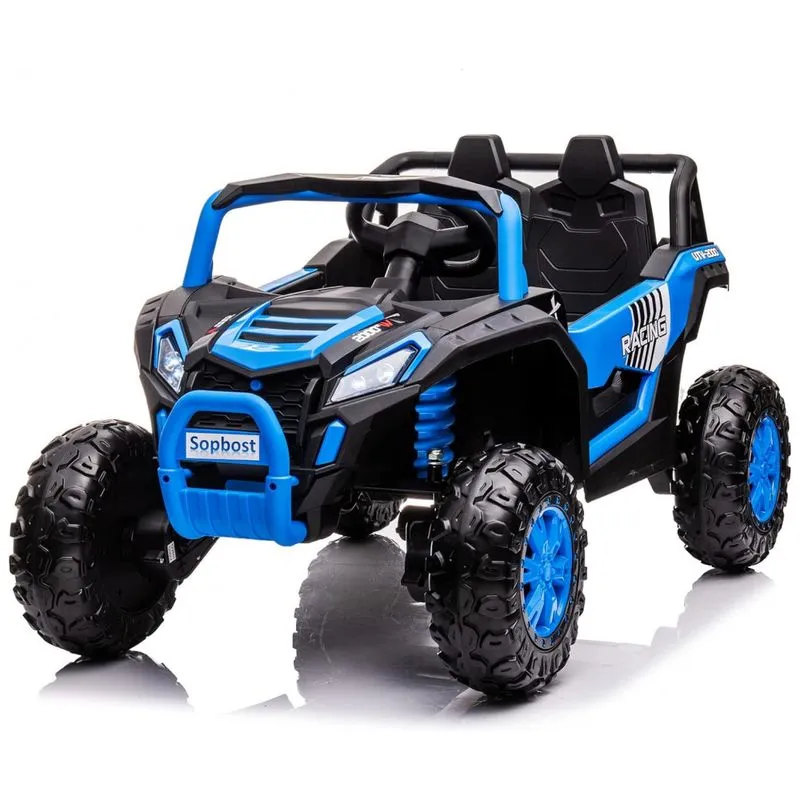 Carro, Carrinho Eletrico Infantil Off Road A Bateria 12v 2 Assentos Com Suspensao De Mola, Sopbost, Azul