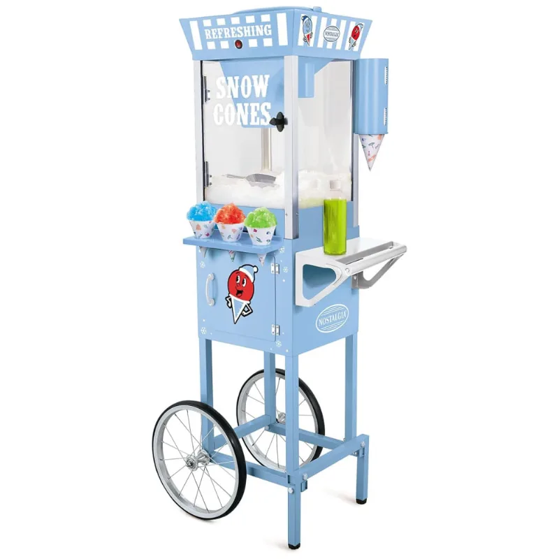 Carrinho De Raspadinha Retro Inclui 100 Copos Reutilizaveis E 2 Garrafas De Xarope, Nostalgia Scc200, Azul