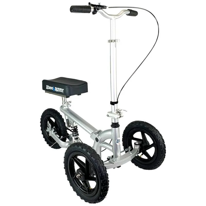 Andador 4 Rodas Com Amortecedor E Apoio Para Joelho Ideal Para Lesoes Suporta 158 Kg, Kneerover Pro, Prateado