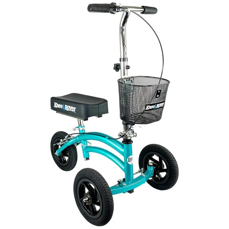 Jr Andador 3 Rodas Com Cesta E Apoio Para Joelho Ideal Para Lesoes No Pe, Kneerover, Azul Turquesa