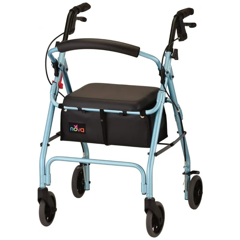 Andador Adulto Idoso Com Apoio De Braco, Assento Acolchoado E Cesto, Suporta Ate 136 Kg, Nova Medical Products 4202cdb, Azul