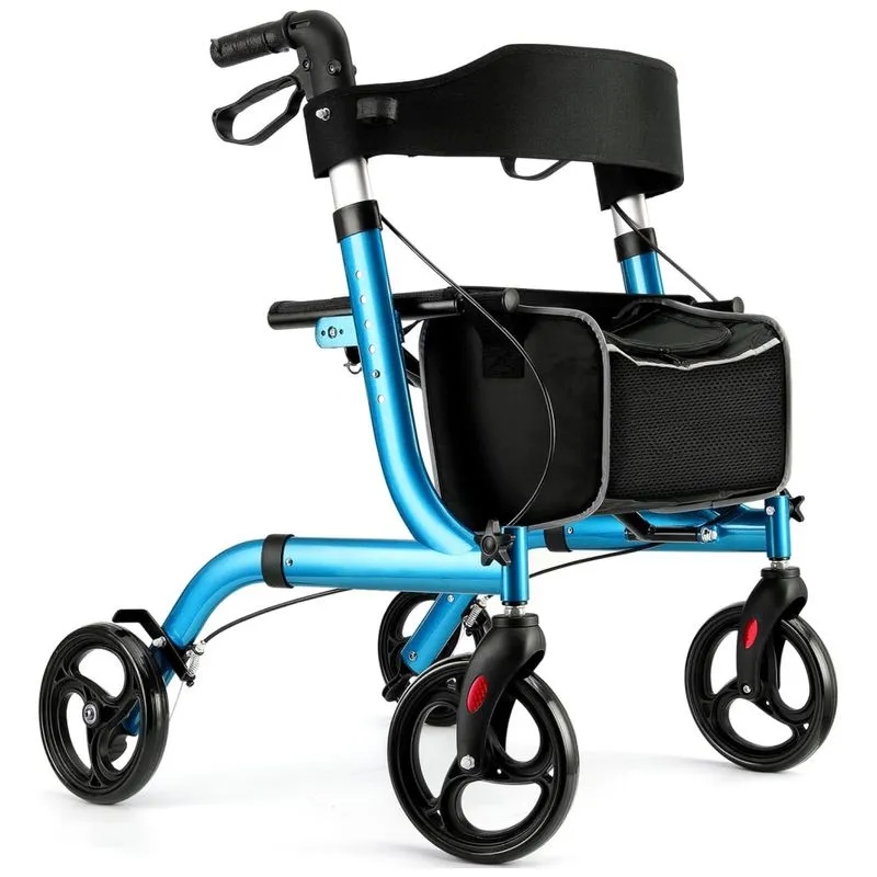 Andador Adulto Idoso Com Apoio De Braco, Assento Acolchoado E Cesto, Suporta Ate 136 Kg, Healconnex, Azul