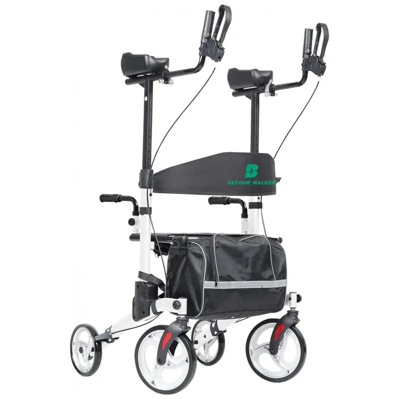 Andador Adulto Idoso Com Apoio De Braco, Assento Acolchoado E Cesto, Suporta Ate 136 Kg, Beyour Walker Hfk 9223 2, Preto