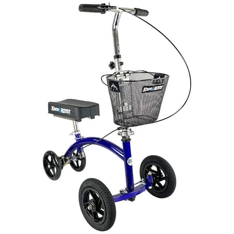 Andador 4 Rodas Com Apoio Para Joelho Ideal Para Lesoes Suporta 136 Kg, Kneerover Krhybrid Kcplus All Terrain Kit, Azul