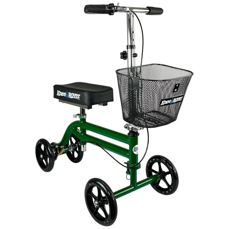 Andador 4 Rodas Com Cesta E Apoio Para Joelho Ideal Para Lesoes Nos Pes, Kneerover Kneescooter, Verde