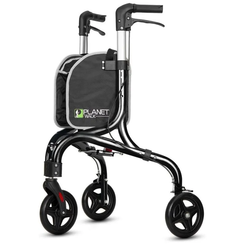 Planetwalk Andador Adulto Idoso Com Apoio De Braço, Assento Acolchoado E Cesto, Suporta Até 117 Kg, Preto