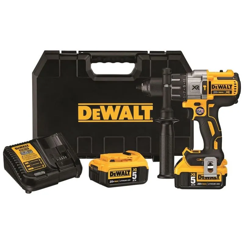 Kit Furadeira Sem Fio 20v Max Com 3 Velocidades, 2 Bateria, Carregador Bolsa De Transporte, Dewalt Dcd996p2, Amarelo