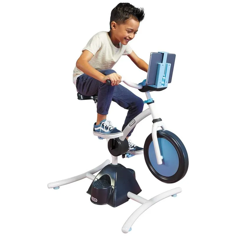 Bicicleta Ergometrica Infantil Com Suporte Para Tablet, Alto Falante E Bluetooth, Para Criancas De 3 A 7 Anos, Little Tikes 657917, Azul