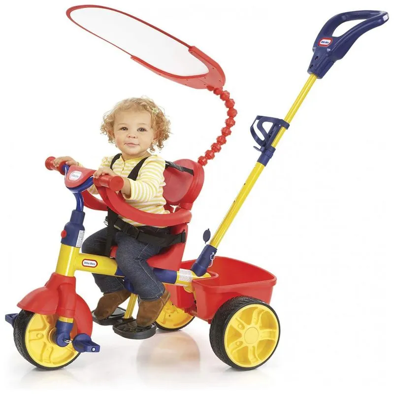 Triciclo Reclinavel Infantil Para Passeio Com Sombreiro E Zenamento Para 9 Meses A 3 Anos, Little Tikes 627354c, Vermelho