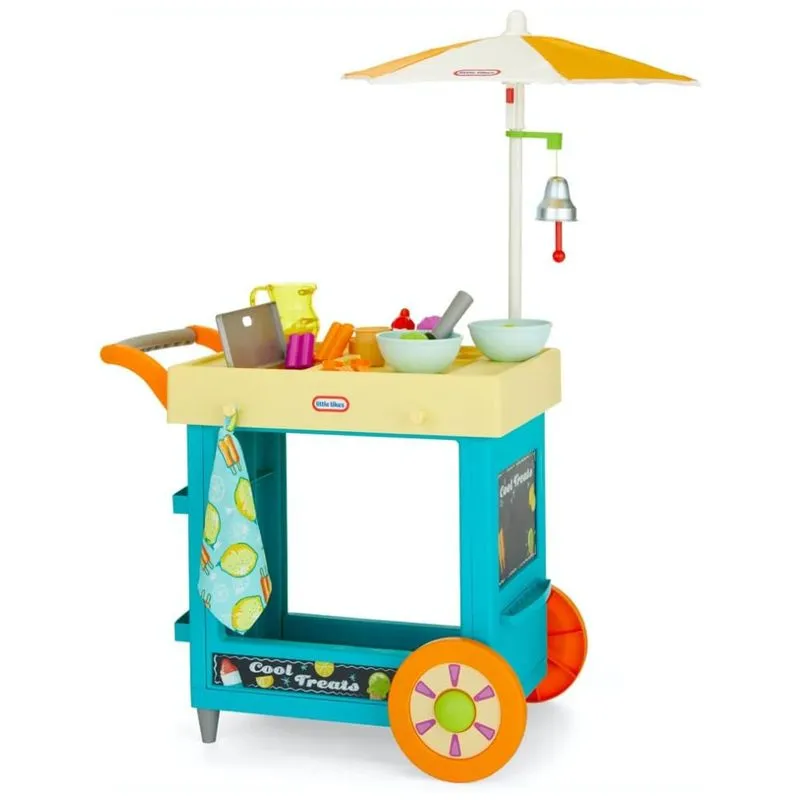 Carrinho Divertido De Limonada E Sorvete Com 24 Acessorios Para Criancas De 2 Anos Ou Mais, Little Tikes 656132, Azul