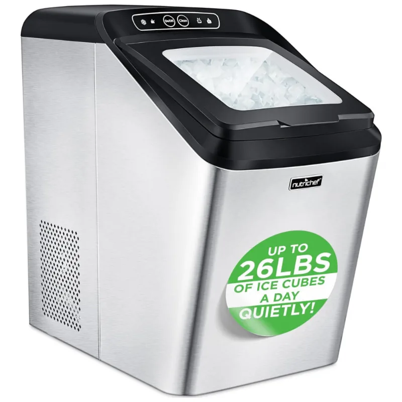 Maquina De Gelo Automatica Portatil Produz Ate 11kg, 24h, Cor, 110v, Nutrichef Ncicnug, Prateado